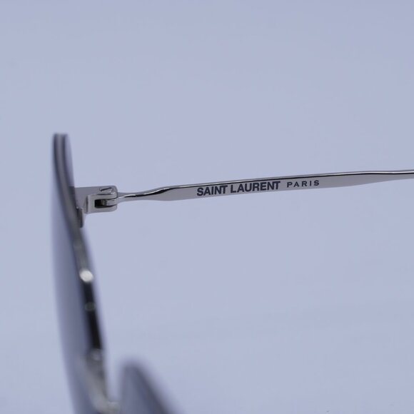 Saint Laurent SL410 WIRE 004 Sunglasses Silver Square Frame, Grey Lenses - Picture 6 of 10
